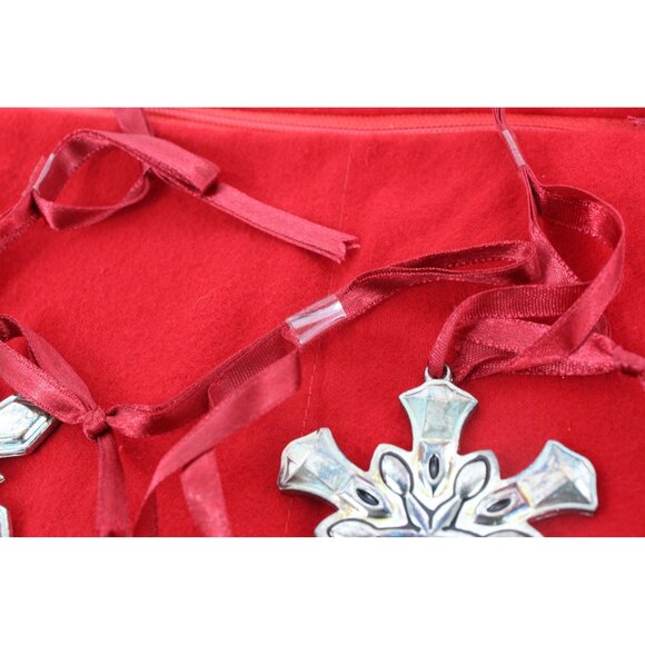 Gorham Ornament Set Silverplate Snowflakes Mini Pitcher Teapot Trio Storage Bag - Picture 6 of 16